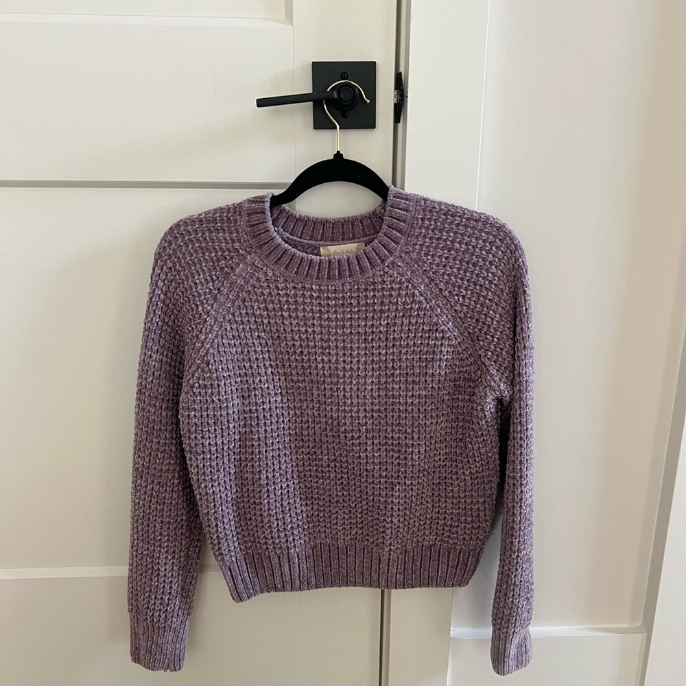 Altar'd State Purple Crew Neck Cropped Sweater